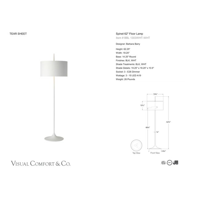 Barbara Barry by Visual Comfort Signature Spinet 62" Floor Lamp in Matte White with Matte White Shade Designer: Barbara...