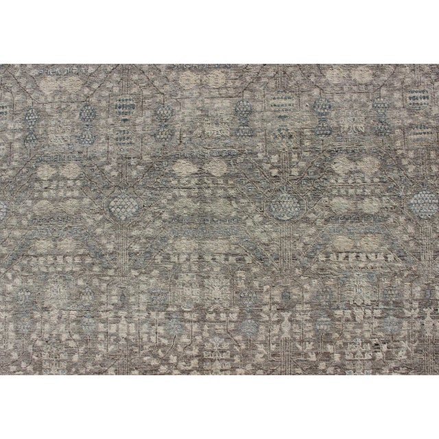 Fine Weave Distressed Tabriz Design Rug in Gray, Blue 9'11" X 13'9" For Sale In Atlanta - Image 6 of 12