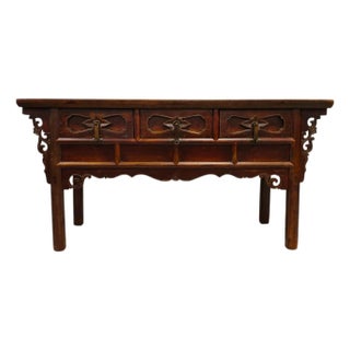 Antique 19th Century Solid Elm Altar Console Table For Sale