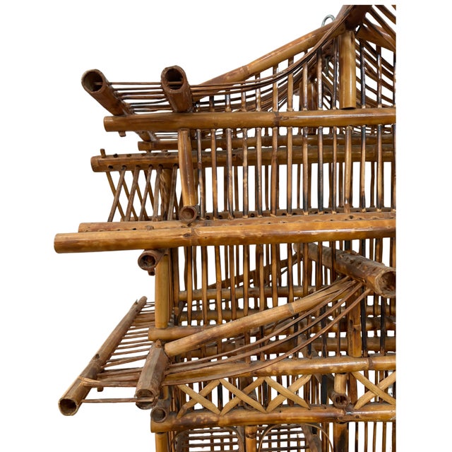 Vintage Bamboo Pagoda Standing Etagere / Bar Display Shelf, Wine Rack, Tiki Display Shelf For Sale - Image 9 of 12