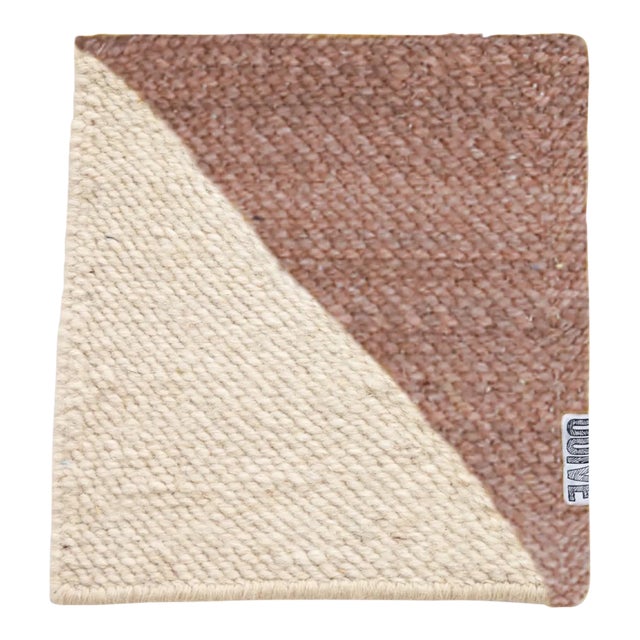 Redwood & Natural White Diamond Checker Zanafi Flatweave Moroccan Wool Rug Sample For Sale