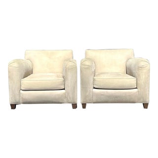 Vintage Boho John Hutton for Donghia Suede Lounge Chairs - a Pair For Sale