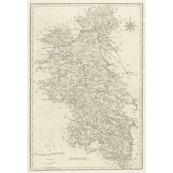 Large Antique County Map of Buckinghamshire, England, 1805 For Sale