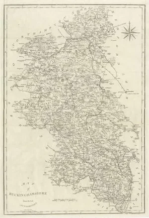 Large Antique County Map of Buckinghamshire, England, 1805