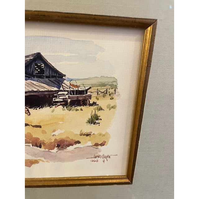 1960s “Cowboy and Horse Orignal Watercolor by James Boren 1921–1990 For Sale - Image 4 of 8