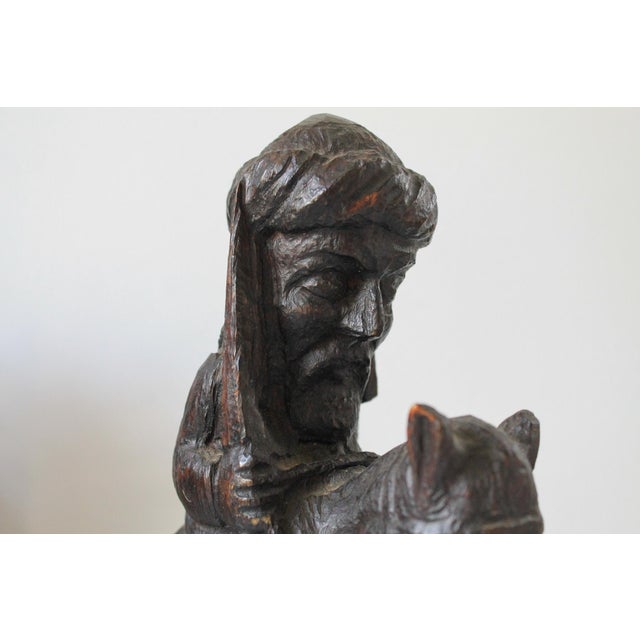Wood Vintage Hand-Carved Wooden Folk Art Figure Riding a Donkey For Sale - Image 7 of 9
