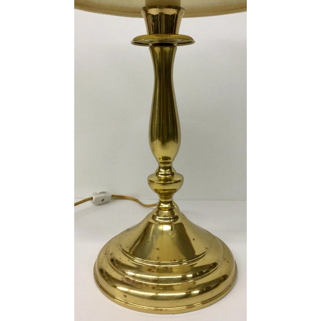 1980s Vintage Brass Candlestick Table Lamp For Sale - Image 5 of 8