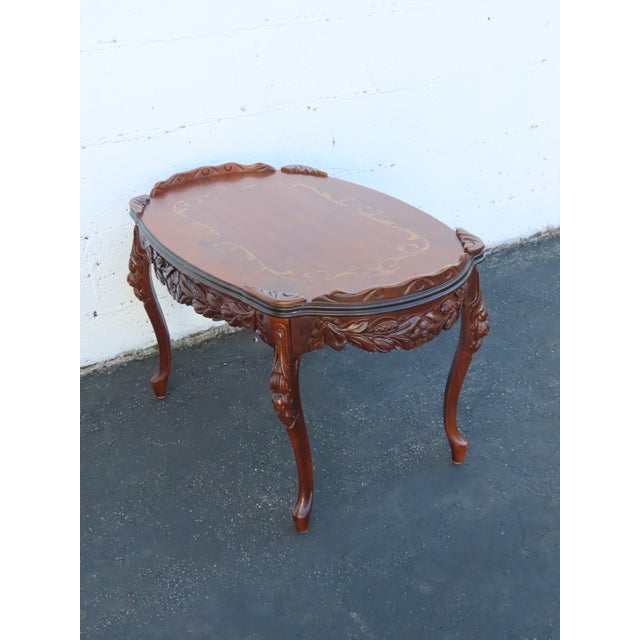 French Hand Carved Inlay Coffee Table 6922 For Sale - Image 16 of 17