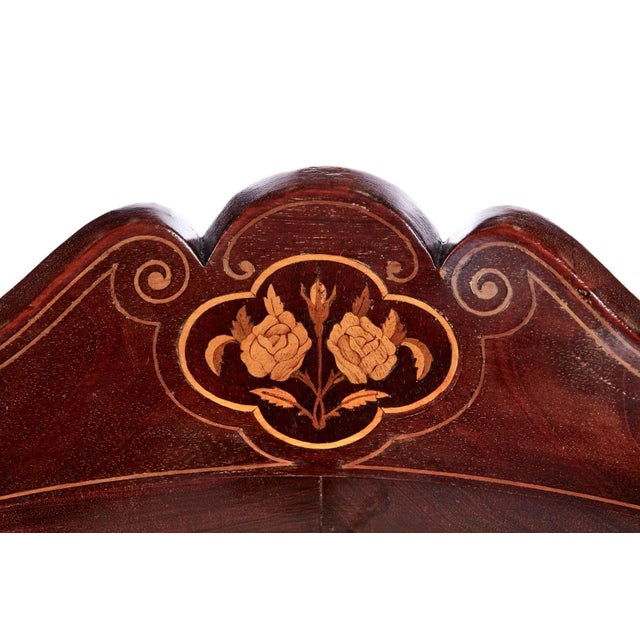 Wood Antique Edwardian Mahogany Inlaid Corner Chair For Sale - Image 7 of 8