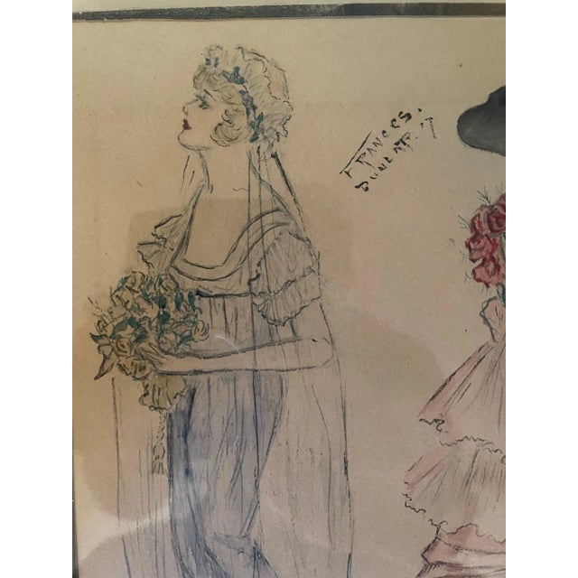 Mid 19th Century Woman's Fashion Illustation, Framed For Sale - Image 4 of 6
