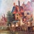 Mid-Century Modern Antique European Harbor Village Oil Painting in Ornate Gilt Frame For Sale - Image 3 of 12