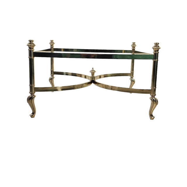 Italian Brass and Glass Coffee Table, Hollywood Regency Style, 38.75", Circa 1970s For Sale - Image 12 of 12