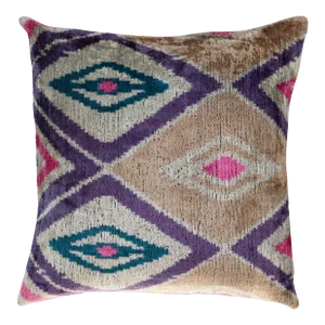 Contemporary Earth Tone Handmade Silk Throw Pillow With Down Insert
