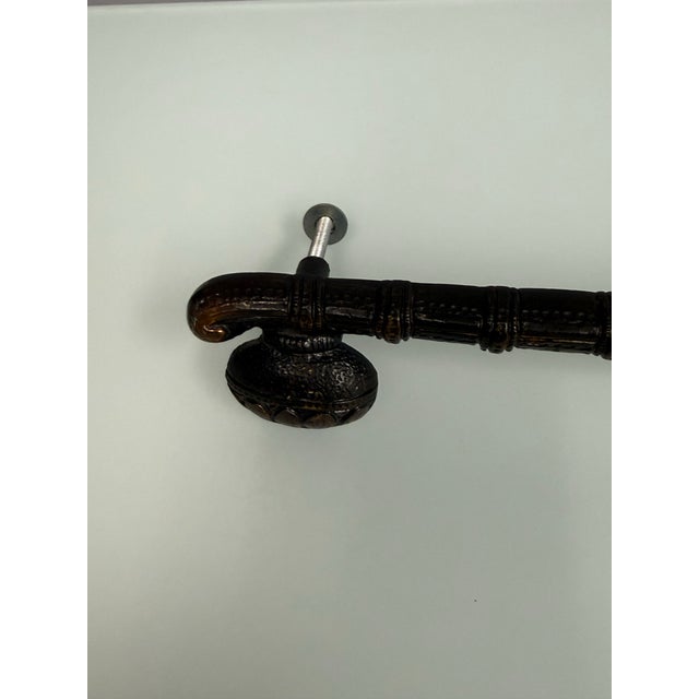 Brass Sitar-Shaped Door Handle, Vintage For Sale - Image 10 of 12