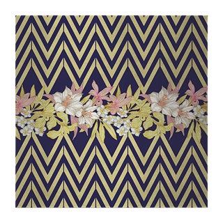 Flowers and Chevron Pattern 2 Fabric Wall Covering by Chiara Mennini for Midsummer-Milano For Sale