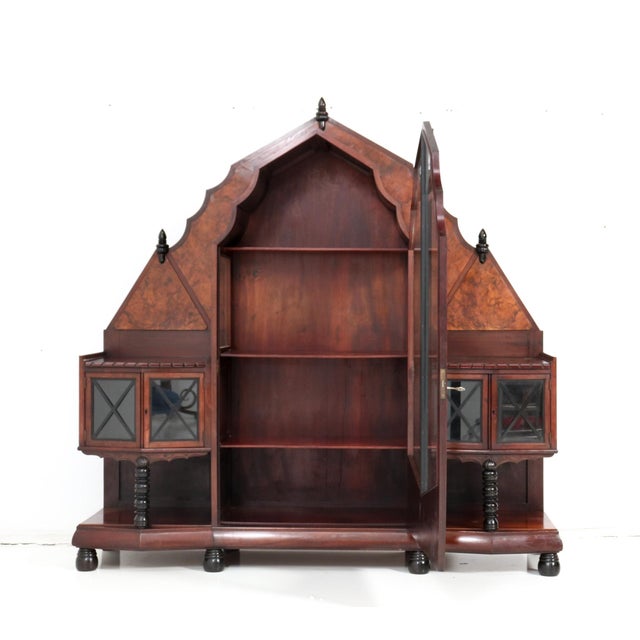 Dutch Art Deco Walnut and Burl Vitrine by Max Coini, 1920s For Sale - Image 4 of 15