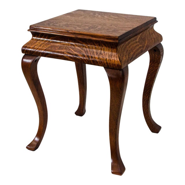 1900s Antique Small Oak Plant Stand or Side Table For Sale