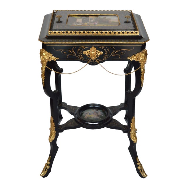 French Late 19th Century Napoleon III Style Ebonized and Gilt Bronze Planter Table For Sale