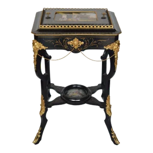 French Late 19th Century Napoleon III Style Ebonized and Gilt Bronze Planter Table