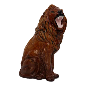 Vintage Ceramic Statue / Sculpture of a Seated Lion