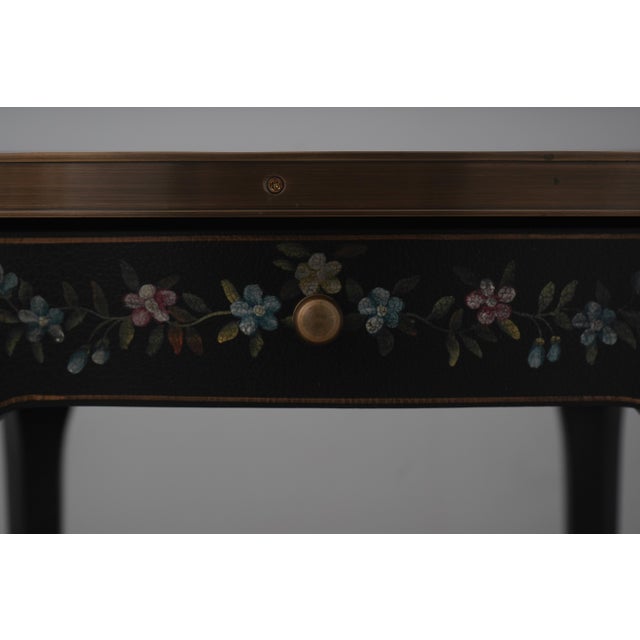 Black Maitland Smith 1 Drawer Paint Decorated French Occasional Table For Sale - Image 8 of 17