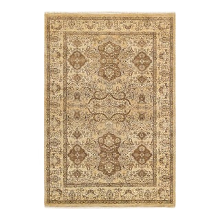 Mogul Collection Hand-Knotted Area Rug - Yellow 4' 3" x 6' 3" For Sale
