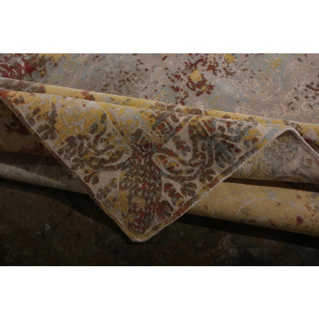 Textile Hand-Knotted Abstract Rug in Maroon, Blue, Yellow Floral Pattern by Rug & Kilim For Sale - Image 7 of 7