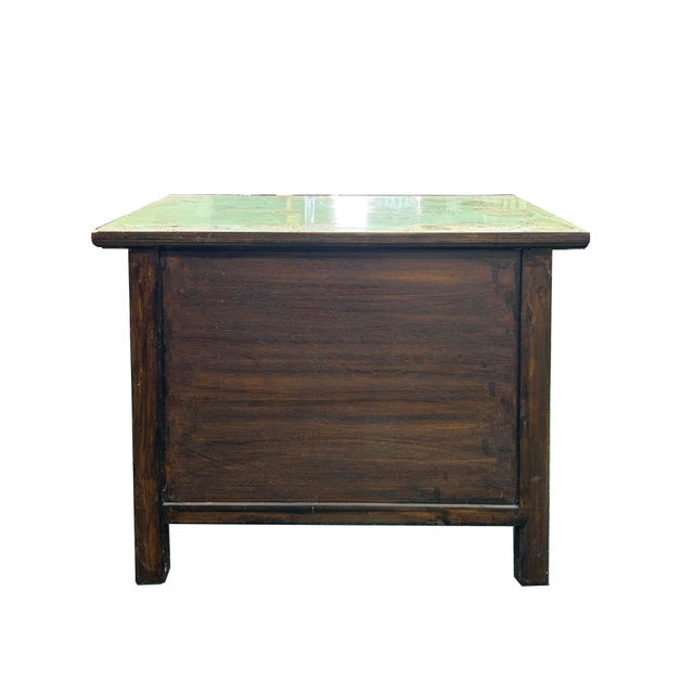 Vintage Distressed Pale Turquoise Blue Tri-Red-Fish Credenza Table Cabinet For Sale In San Francisco - Image 6 of 10