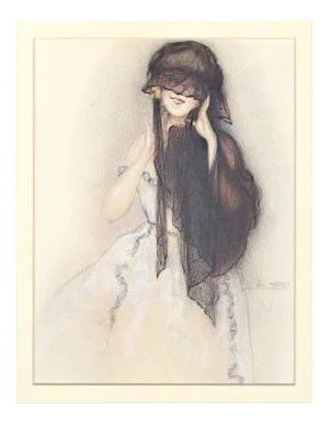 Matted French Art Deco Lithograph Woman
