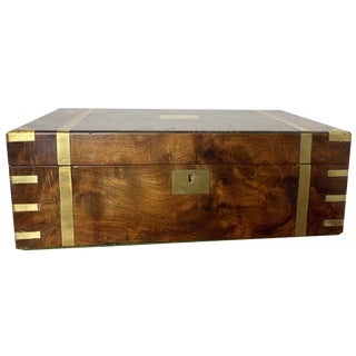 Victorian 19th Century Writing Slope in Walnut Chest with Key For Sale
