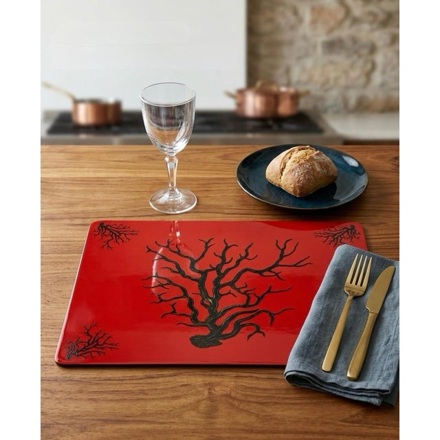 Vintage Italian Hardboard Placemat With Naturalistic Coral Motif For Sale In West Palm - Image 6 of 9