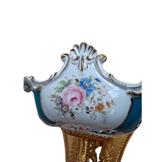 Metal Vintage Wall Lights in Gold-Plated Brass and Cobalt Blue Porcelain, 1990, Set of 8 For Sale - Image 7 of 12