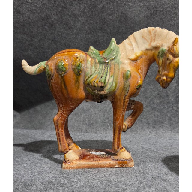 Trio of Chinese Tang Dynasty Style Sancai Glazed War Horses For Sale In Washington DC - Image 6 of 18