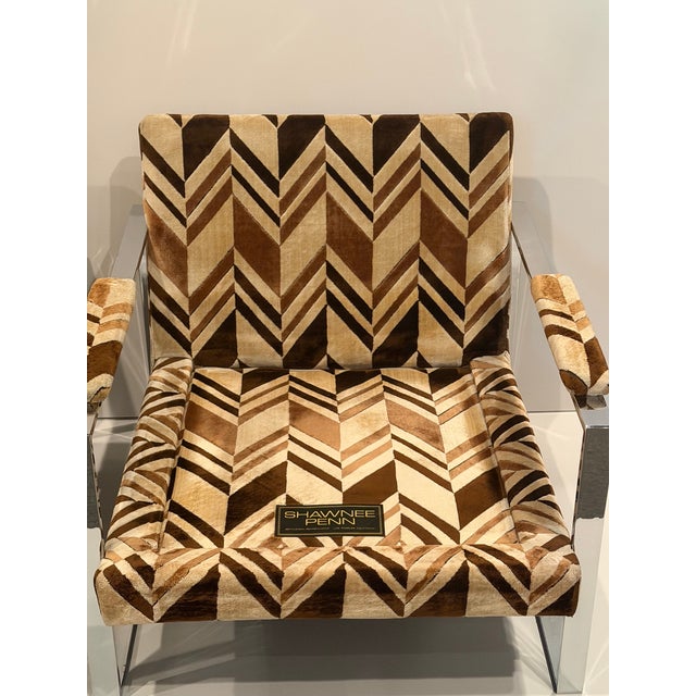 1970s Pair of Milo Baughman Chrome and Plush Upholstered Club Chairs For Sale - Image 5 of 12