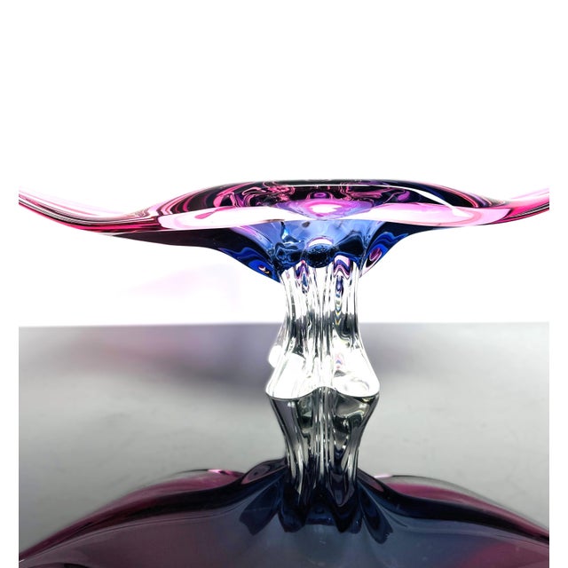 1960s Pink and Purple Art Glass Centerpiece Bowl for Chřibská, Czechoslovakia, 1960s For Sale - Image 5 of 12