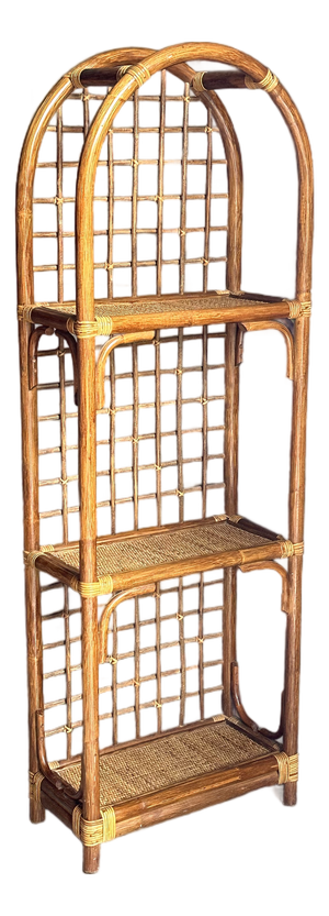 1980s Bamboo and Cane Etagere Shelf