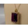 58 Ct Emerald Cut Amethyst & 7 Ct Diamond Pendant Necklace 14KY Gold + Chain For Sale - Image 16 of 18