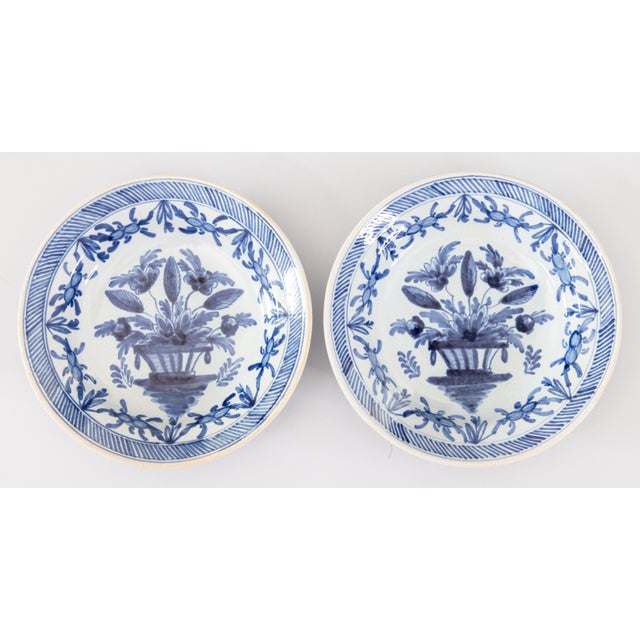Blue 18th Century Petite Dutch Delft Faience Floral Plates - A Pair For Sale - Image 8 of 8