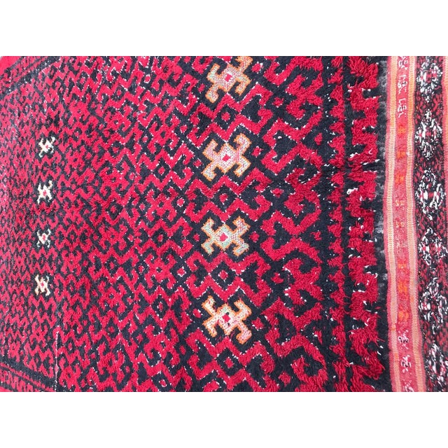 Long Algerian double sided rug, tribal, Berbere mid-20th century, wool velvet on cotton foundation, wears.