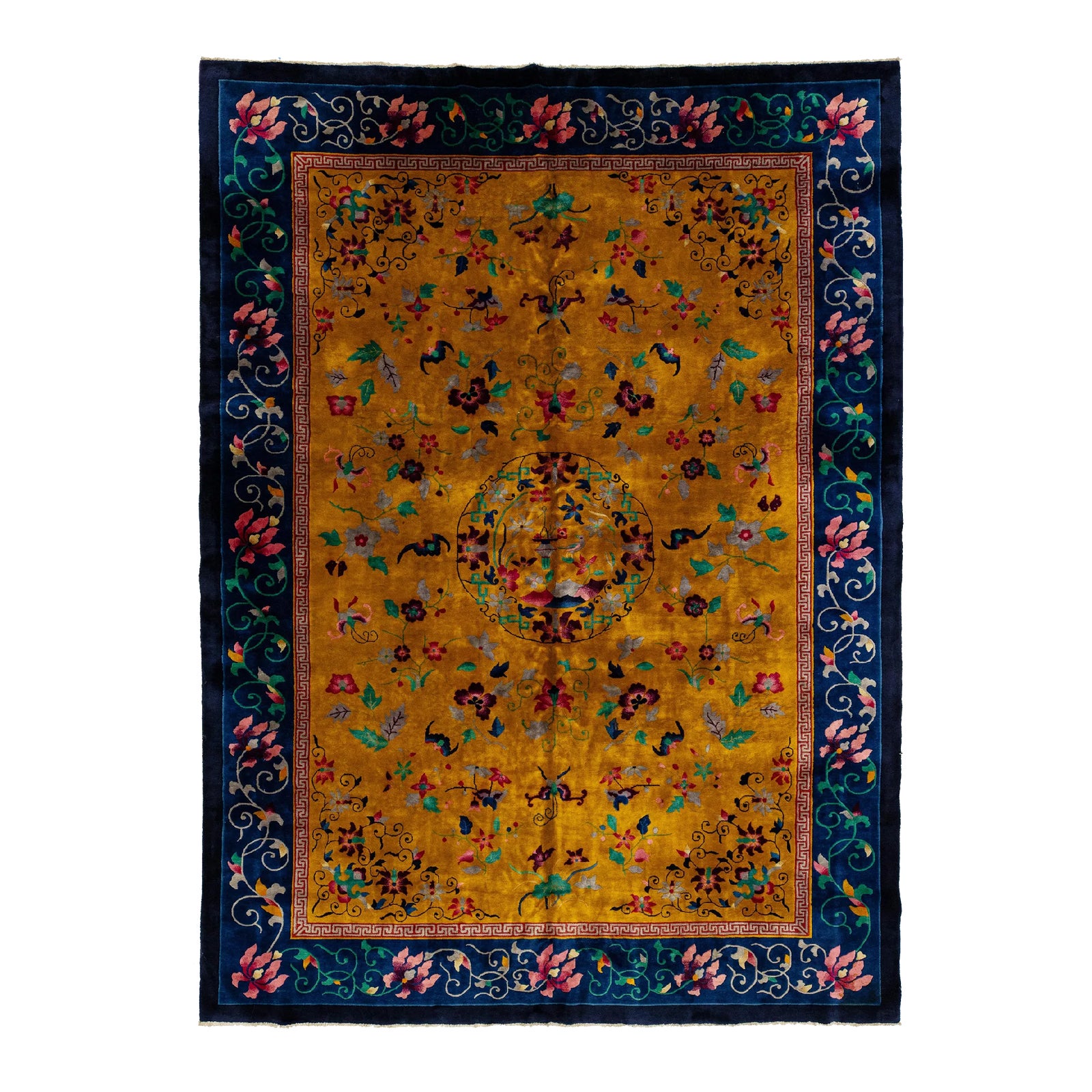 1920s Antique Peking Chinese Wool Rug Handmade With Floral Design in ...