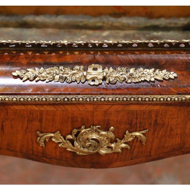19th Century French Louis XV Veneer Jardinière With Bronze Ormolu Mounts & Zinc Tray For Sale - Image 10 of 17