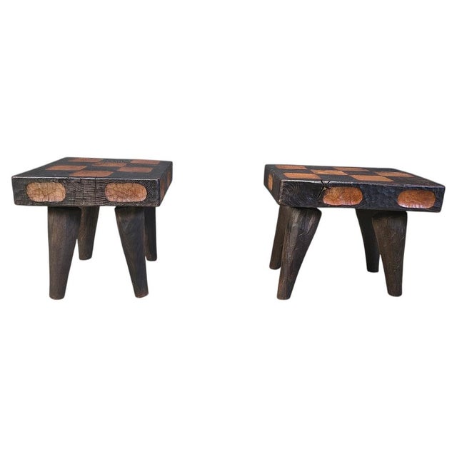 Vintage Rustic Wooden Stools, 1960s, Set of 2 For Sale - Image 13 of 13