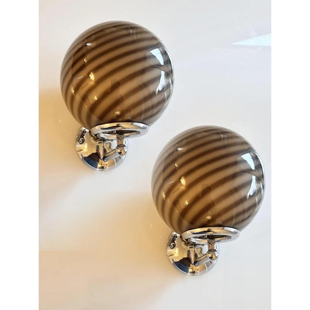 Early 21st Century Beige and Brown Rods Murano Glass Wall Sconces by Simoeng, Set of 2 For Sale - Image 5 of 7