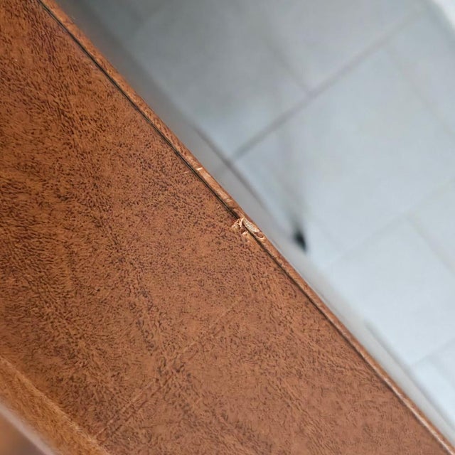 Brown Vintage French Armchair in Havana Faux Leather and Black Lacquered Wood, 1960s For Sale - Image 8 of 16