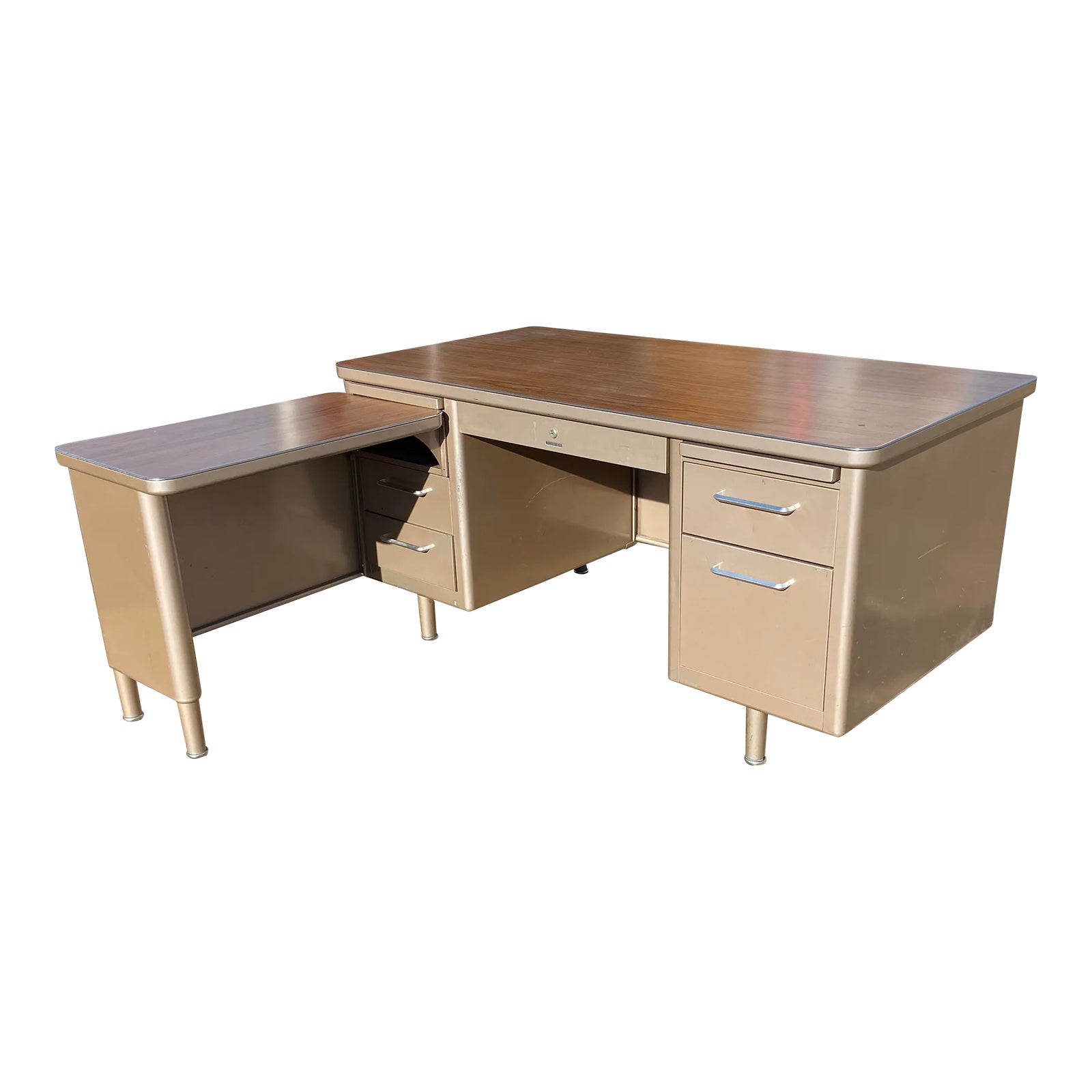 1970s Steelcase Vintage Mid Century Modern L Shape Desk | Chairish