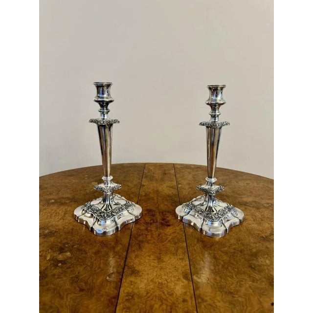 Antique Victorian Ornate Silver Plated Candleholders, 1880, Set of 3 For Sale - Image 3 of 8
