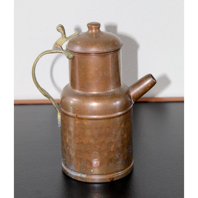 Vintage French Hammered Copper Teapot Pitcher With Brass Handle, 1960s For Sale In Naples, FL - Image 6 of 14