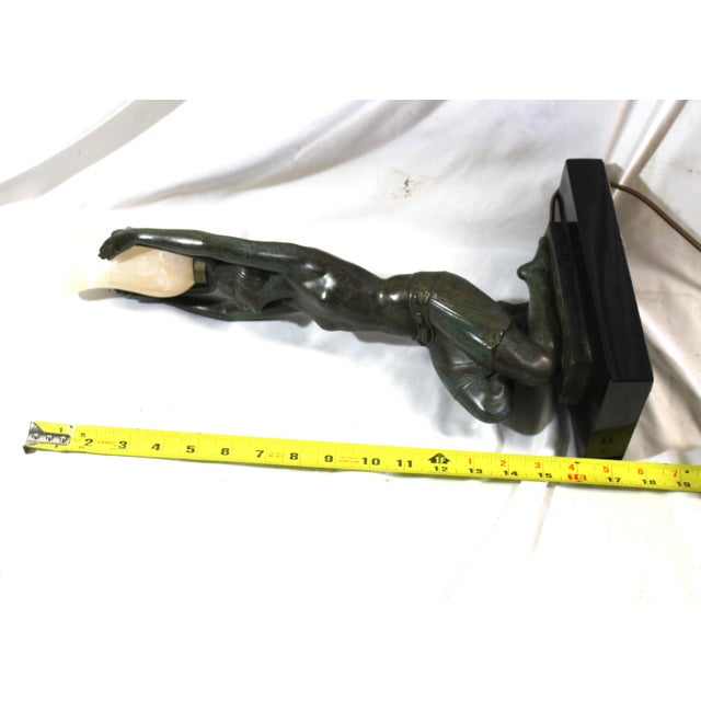 Mid-Century Modern Art Deco Lady Lamp, Bronze & Alabaster For Sale - Image 9 of 12