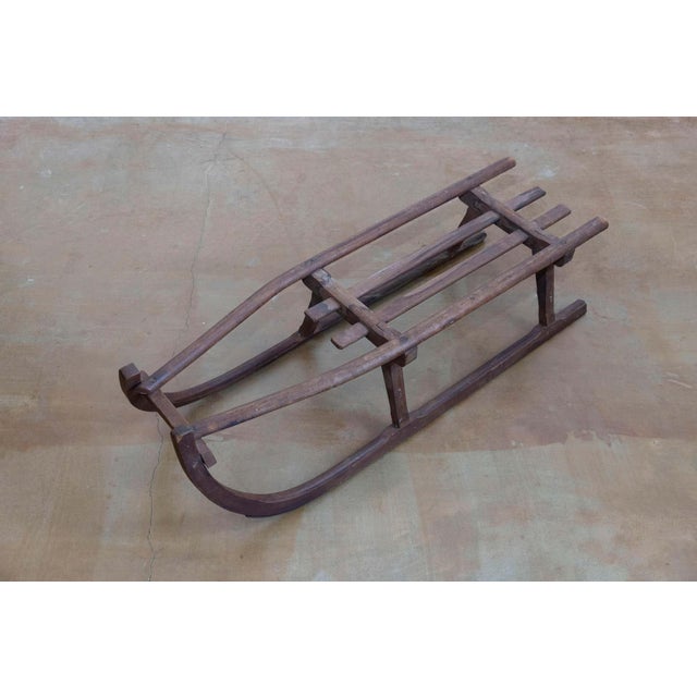 Rustic Rustic 19th Century French Wooden Sled with Weathered Patina and Curving Base For Sale - Image 3 of 5