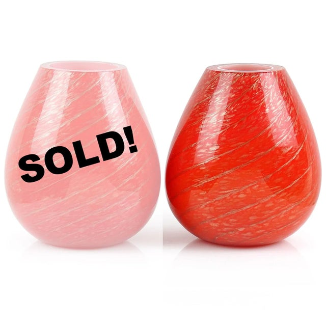 Vintage Fratelli Toso Murano Red Aventurine Candy Cane